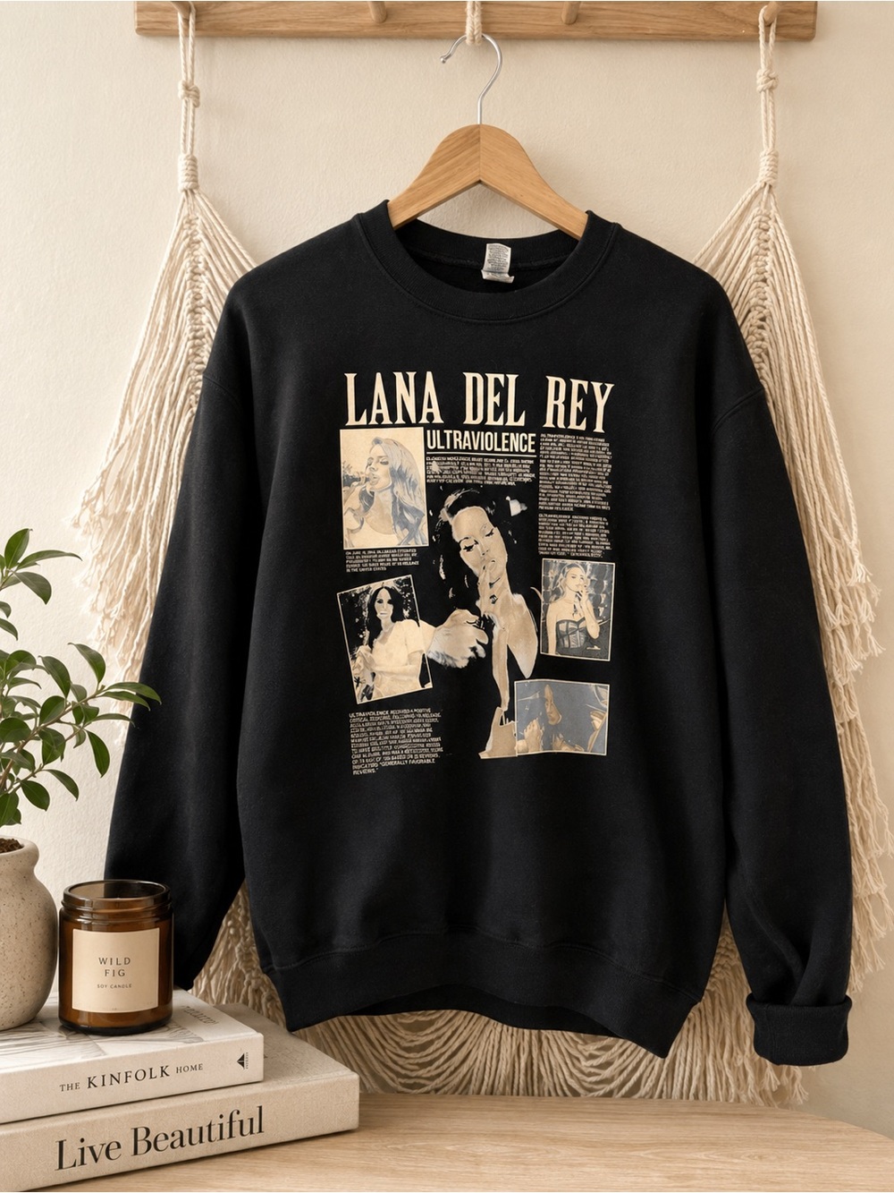 Black Graphic Crewneck Sweatshirt